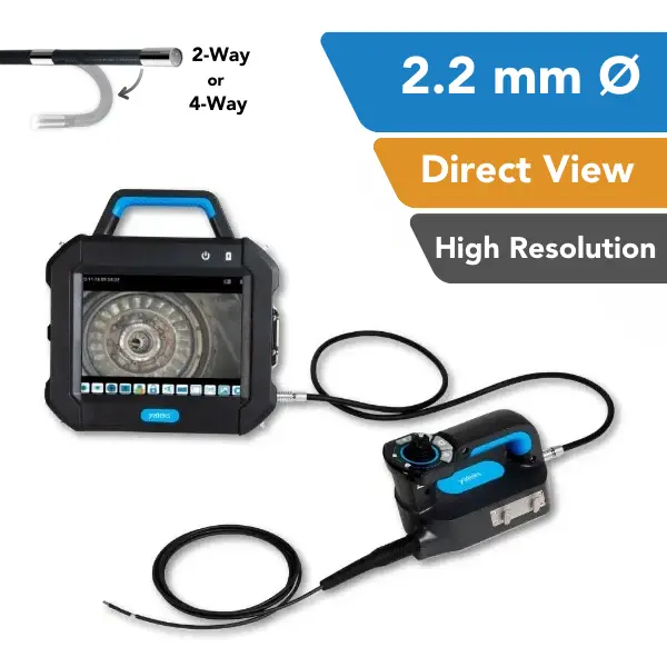 P+ 22 - Videoscópio Industrial Ø2.2mm Visão Direta Longo Alcance